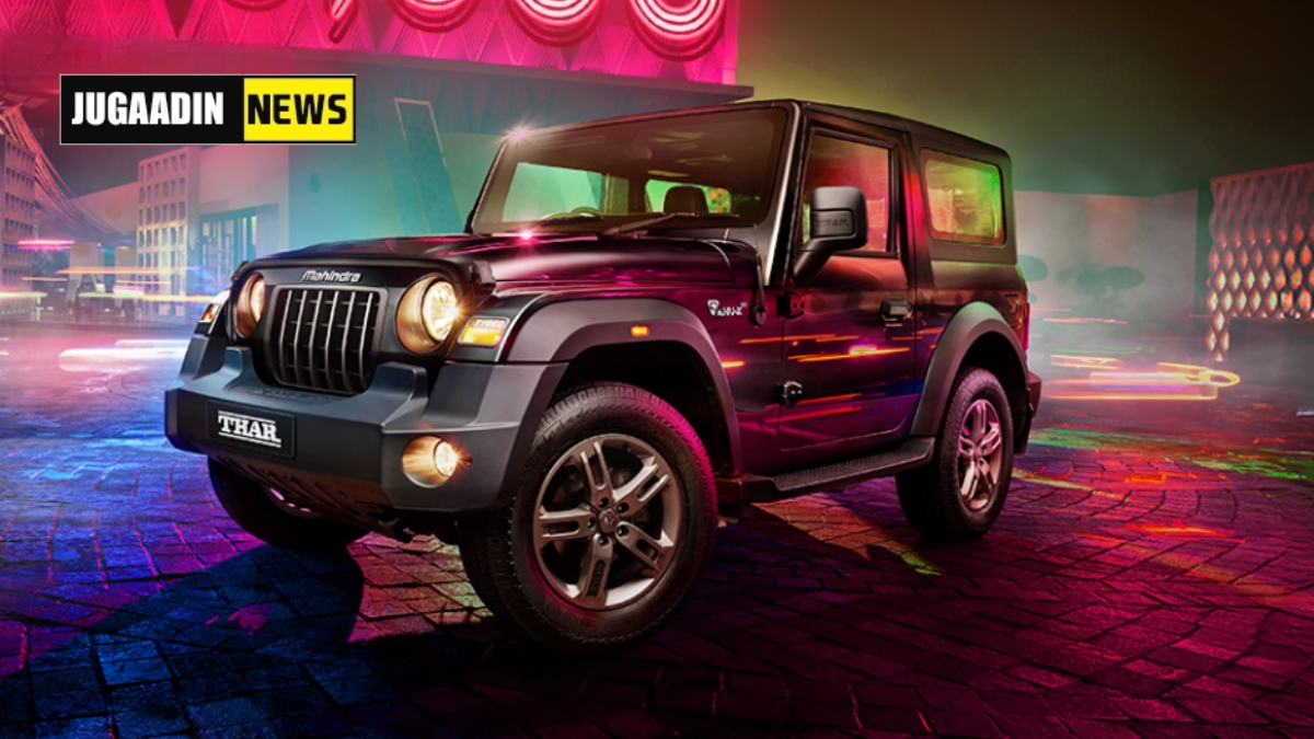 Mahindra Thar Facelift 2025 SUV in rugged outdoor setting, showing front and side profile