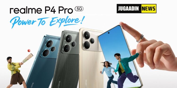 Realme P4 Pro 5G smartphone highlighting sleek design, large display, and high-performance gaming features