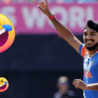 Arshdeep singh laughing after taking wicket
