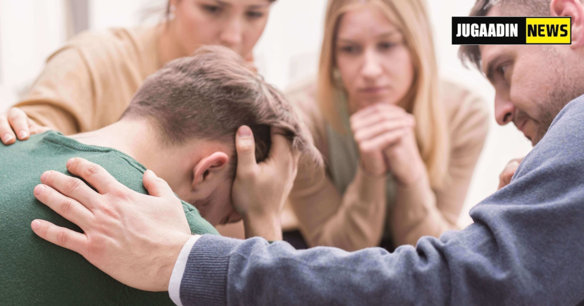 Family helping their child to get over his addiction of drugs.