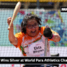 Ekta Bhyan celebrates after winning the silver medal at the World Para Athletics Championships, proudly representing India in her event.