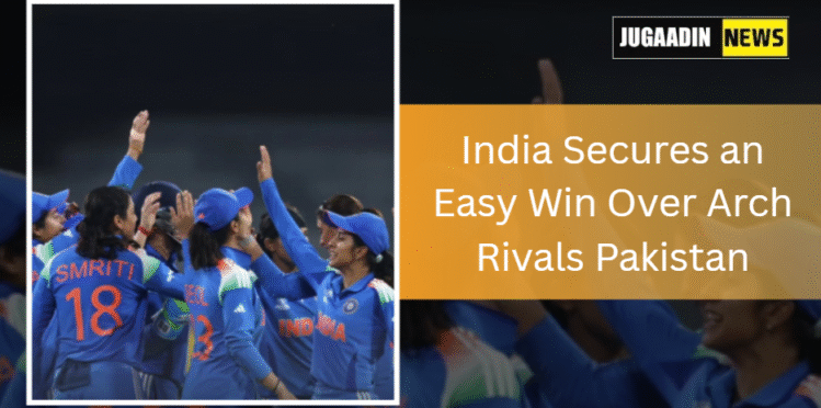 Indian women’s cricket team celebrates victory against Pakistan after a dominating performance on the field.