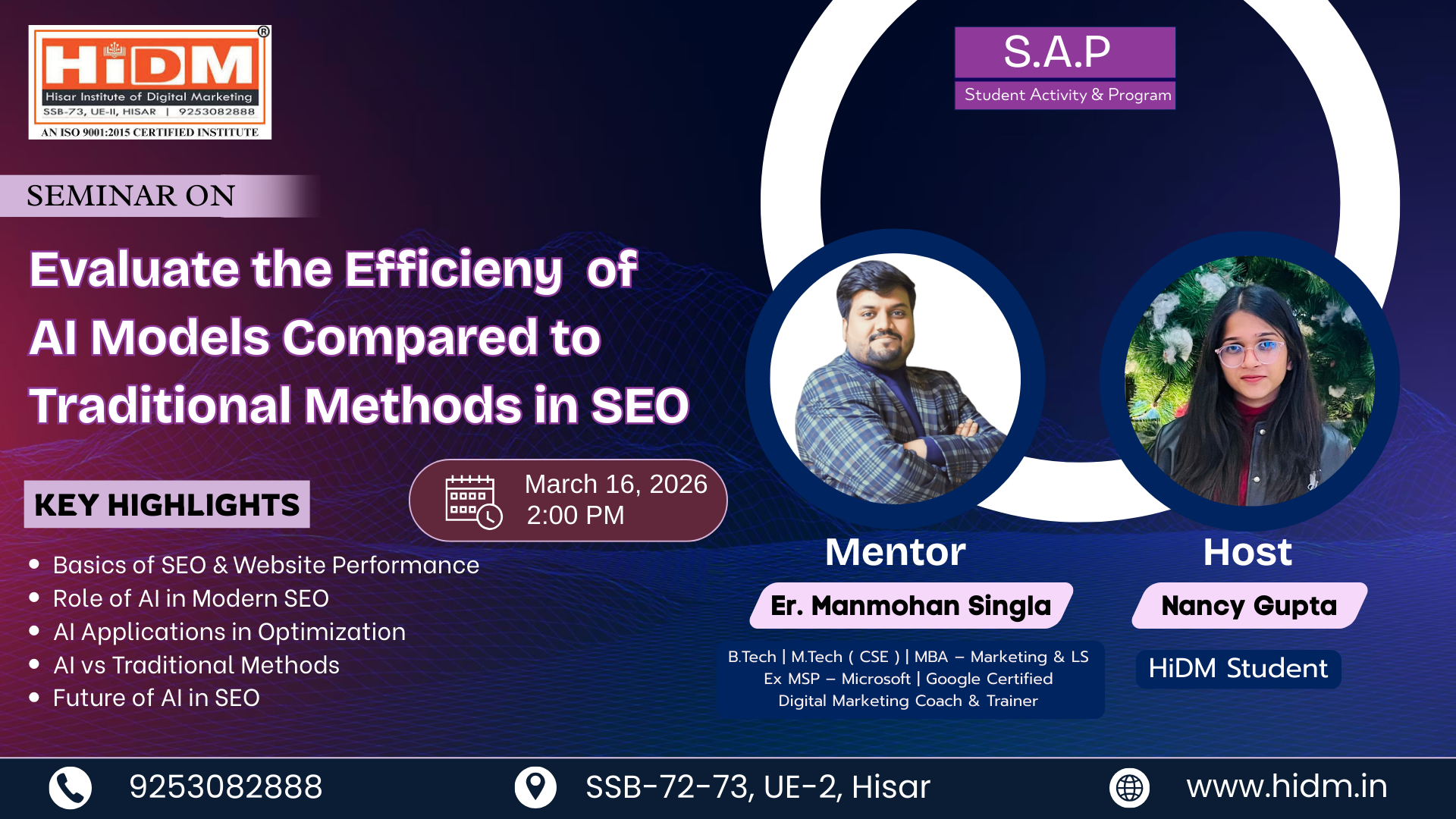 Seminar on Evaluate the Efficiency of AI Models Compared to Traditional Methods in SEO