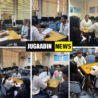 Collage of students participating in interview sessions inside a computer lab, with interviewers reviewing resumes and candidates answering questions across multiple scenes.