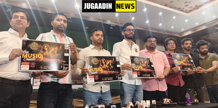 Organizers and team members unveiling the poster of the “Say No To Drugs” live music concert during a press conference in Hisar.