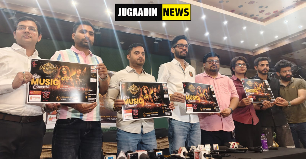 Organizers and team members unveiling the poster of the “Say No To Drugs” live music concert during a press conference in Hisar.