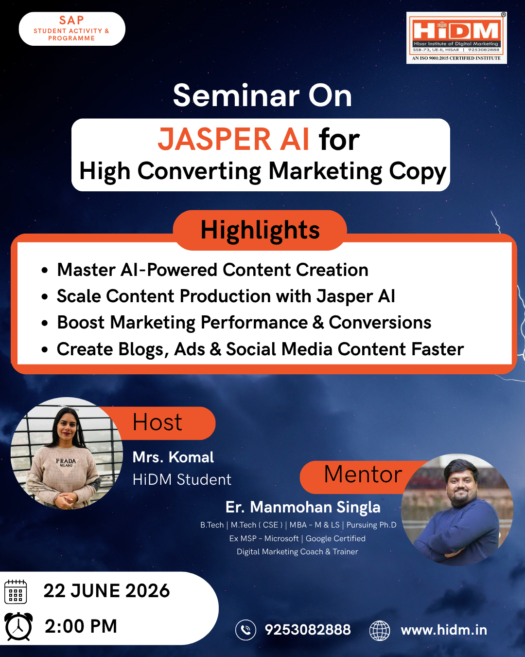 Seminar on Jasper AI for High-Converting Marketing Copy