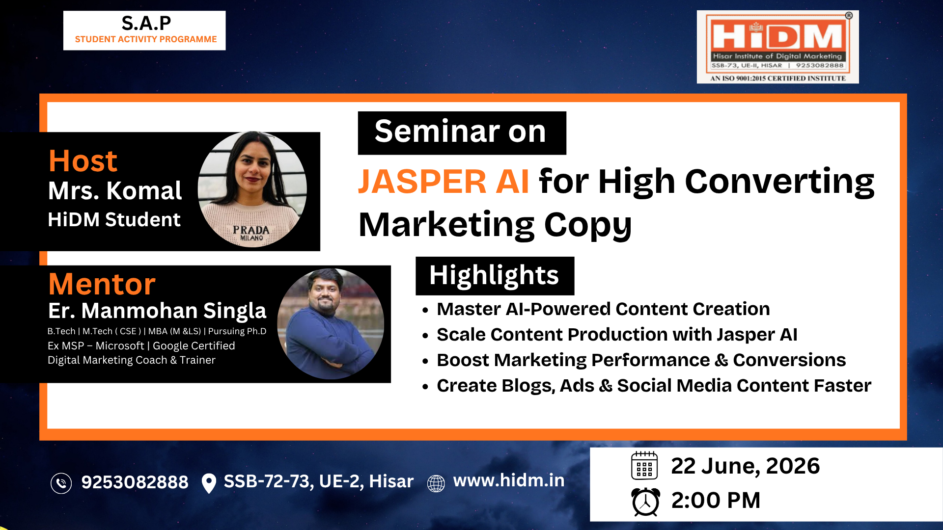 Seminar on Jasper AI for High-Converting Marketing Copy