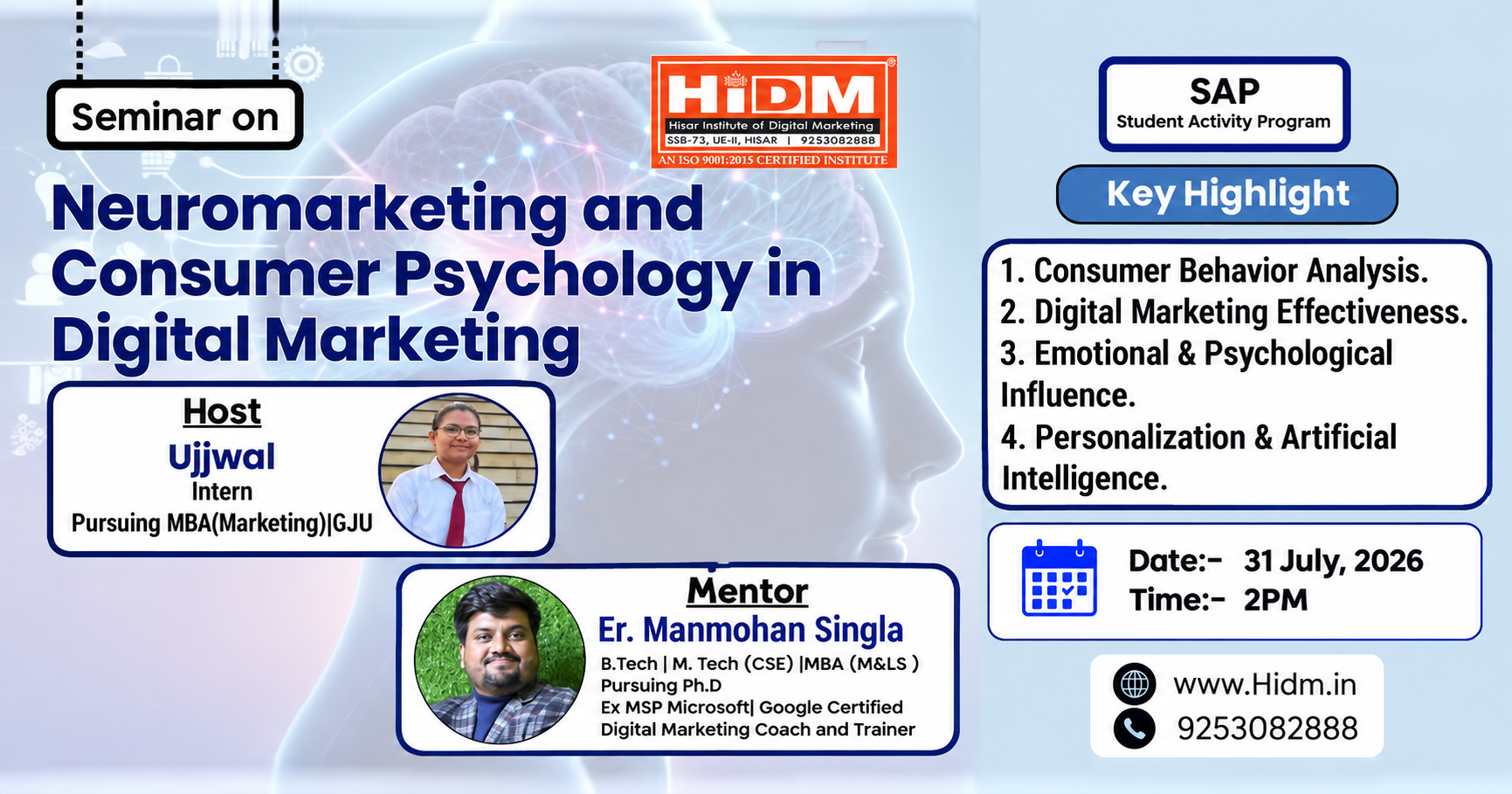 seminar on Neuromarketing and Consumer Psychology in Digital Marketing