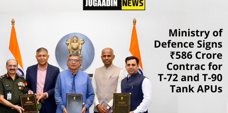 Ministry of Defence officials during the signing of a ₹586 crore contract for Auxiliary Power Units for T-72 and T-90 tanks.