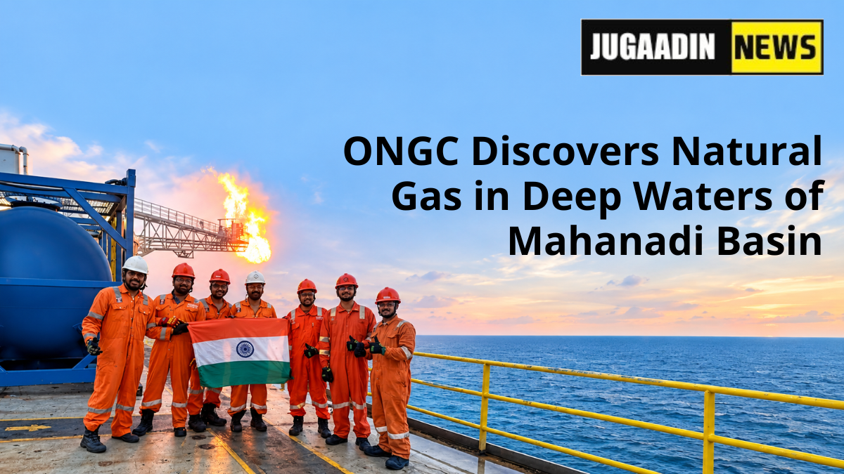 Offshore workers holding the Indian flag during an ONGC gas exploration operation in the Mahanadi Basin.