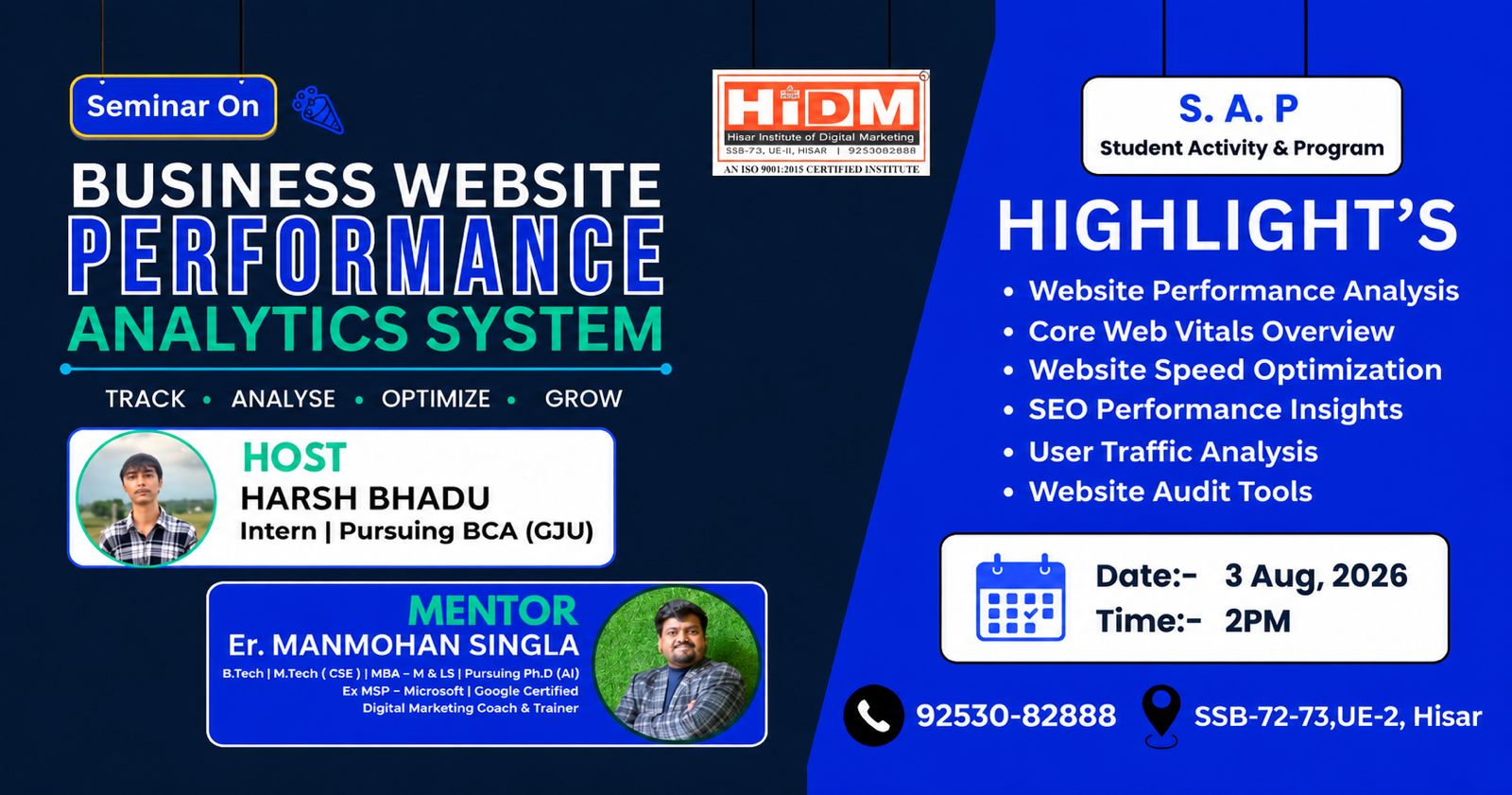 seminar on business website performance analytics system.
