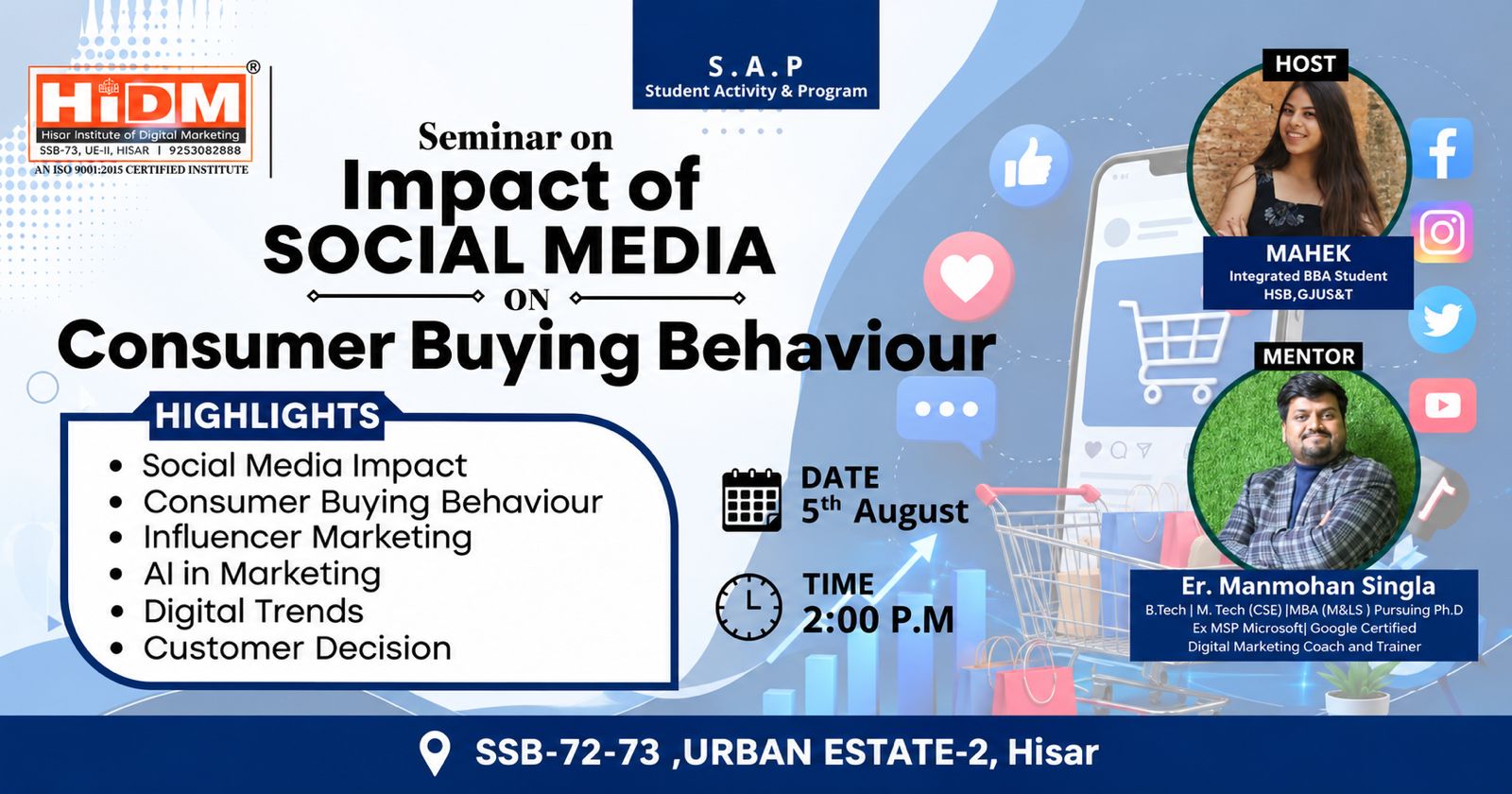 Seminar on Impact of social media on Consumer buying behaviour.