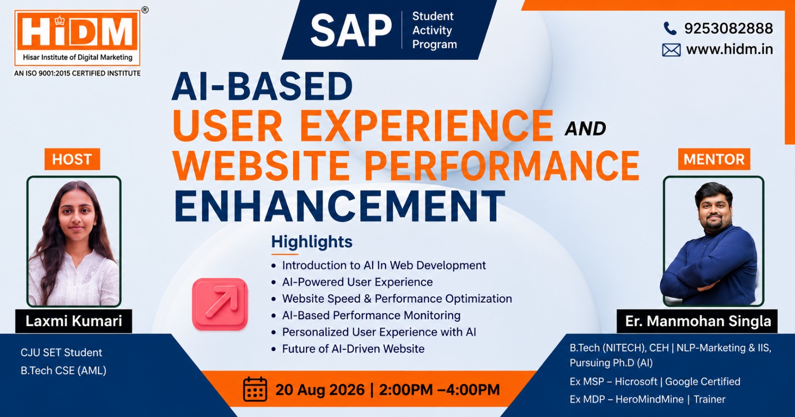 seminar on AI - based user experience and website performance enhancement.