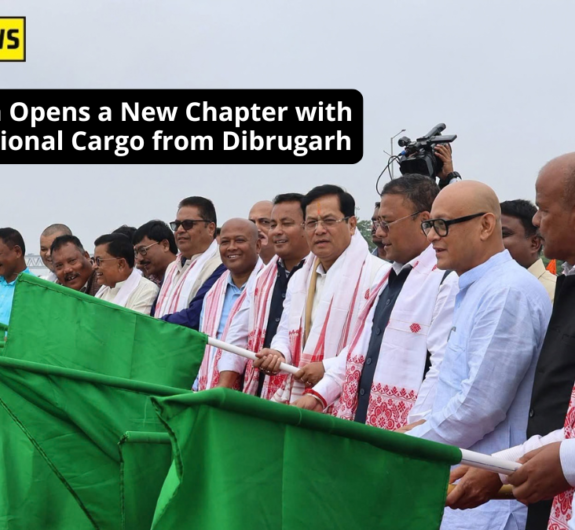 Union Minister and officials flagging off a cargo vessel at Bogibeel in Dibrugarh