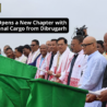 Union Minister and officials flagging off a cargo vessel at Bogibeel in Dibrugarh