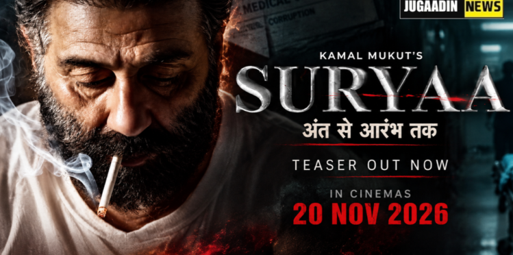 Sunny Deol in an intense look on the Suryaa movie teaser poster, releasing on 20 November 2026