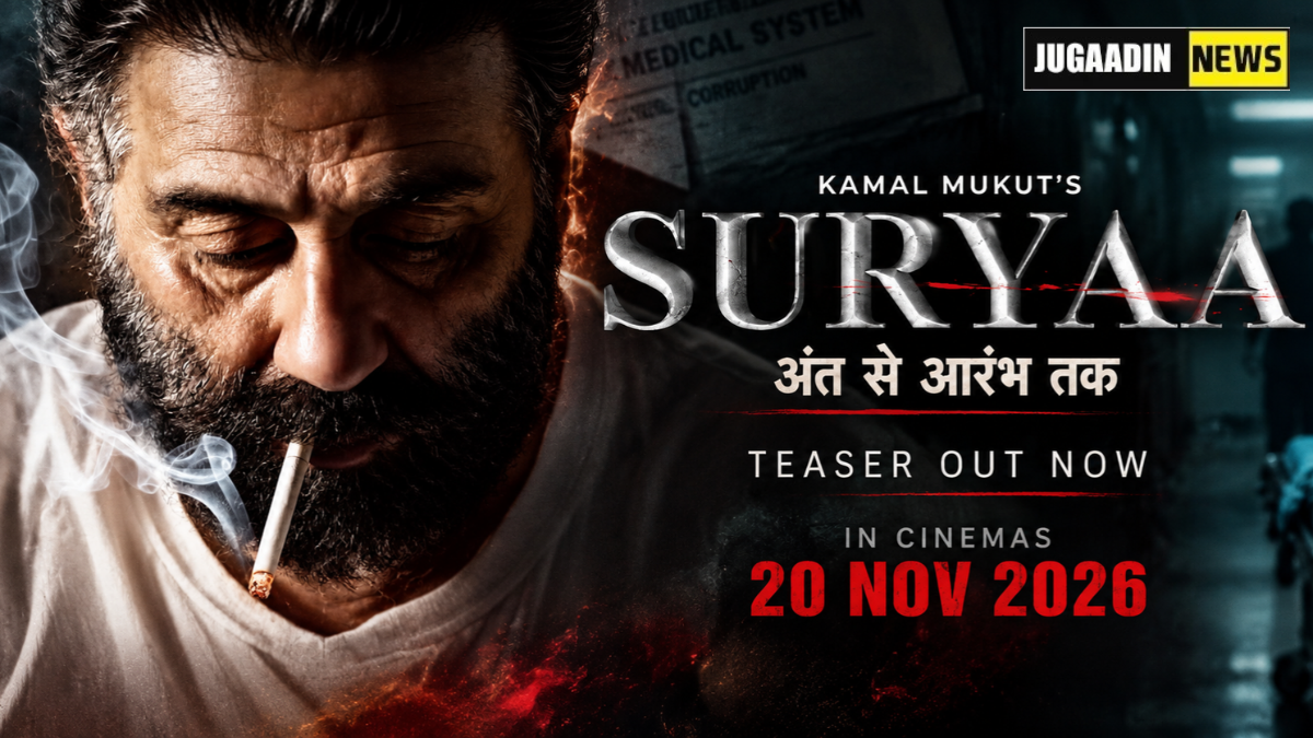 Sunny Deol in an intense look on the Suryaa movie teaser poster, releasing on 20 November 2026