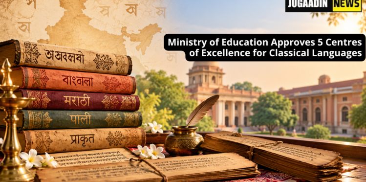 Books and manuscripts representing five Classical Indian Languages with a heritage university background