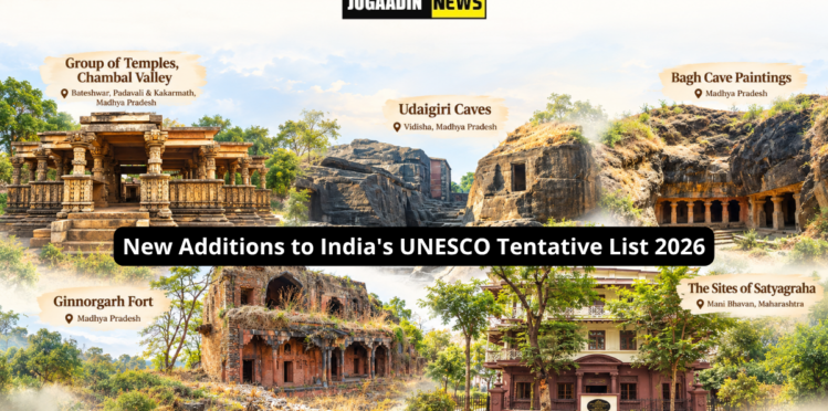 Five Indian heritage sites added to UNESCO Tentative List 2026, including Chambal Valley temples, Udaigiri Caves, Bagh Cave Paintings, Ginnorgarh Fort and Sites of Satyagraha