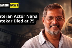 Veteran actor Nana Patekar featured in a cinematic film-themed background