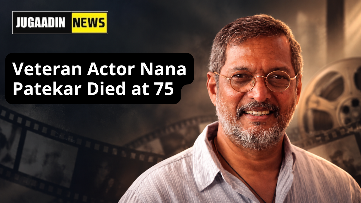 Veteran actor Nana Patekar featured in a cinematic film-themed background