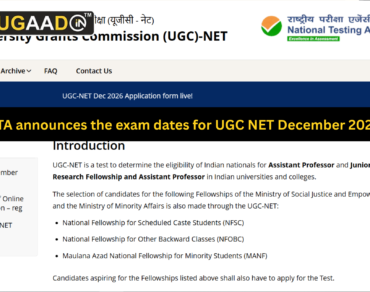NTA announces the exam dates for UGC NET December 2026